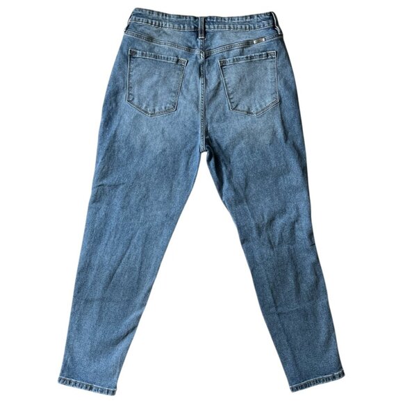 Kancan Womens Stormy High Rise Mom Jeans Size 13/30 Button Fly Grunge Distressed - Picture 2 of 11